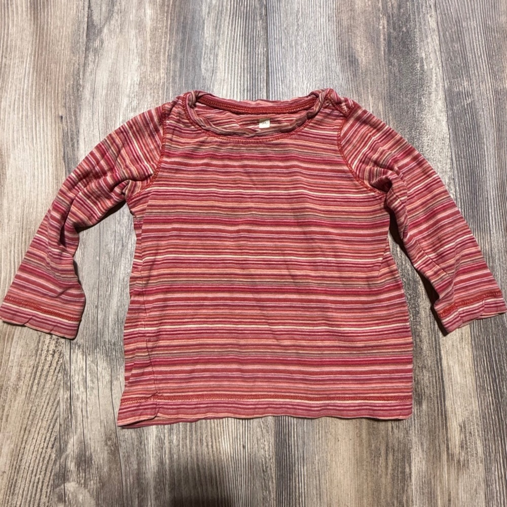 Modern Tea Collection Long Sleeve Top Red Pink Striped Playwear Kidcore